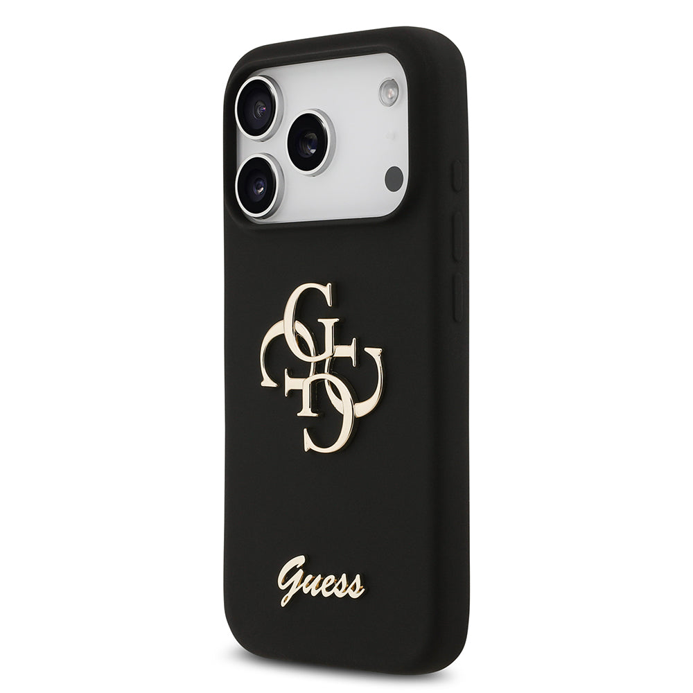 Apple iPhone 17 Pro Kılıf Guess Orjinal Lisanslı Grained Yazı Logolu Kapak Siyah