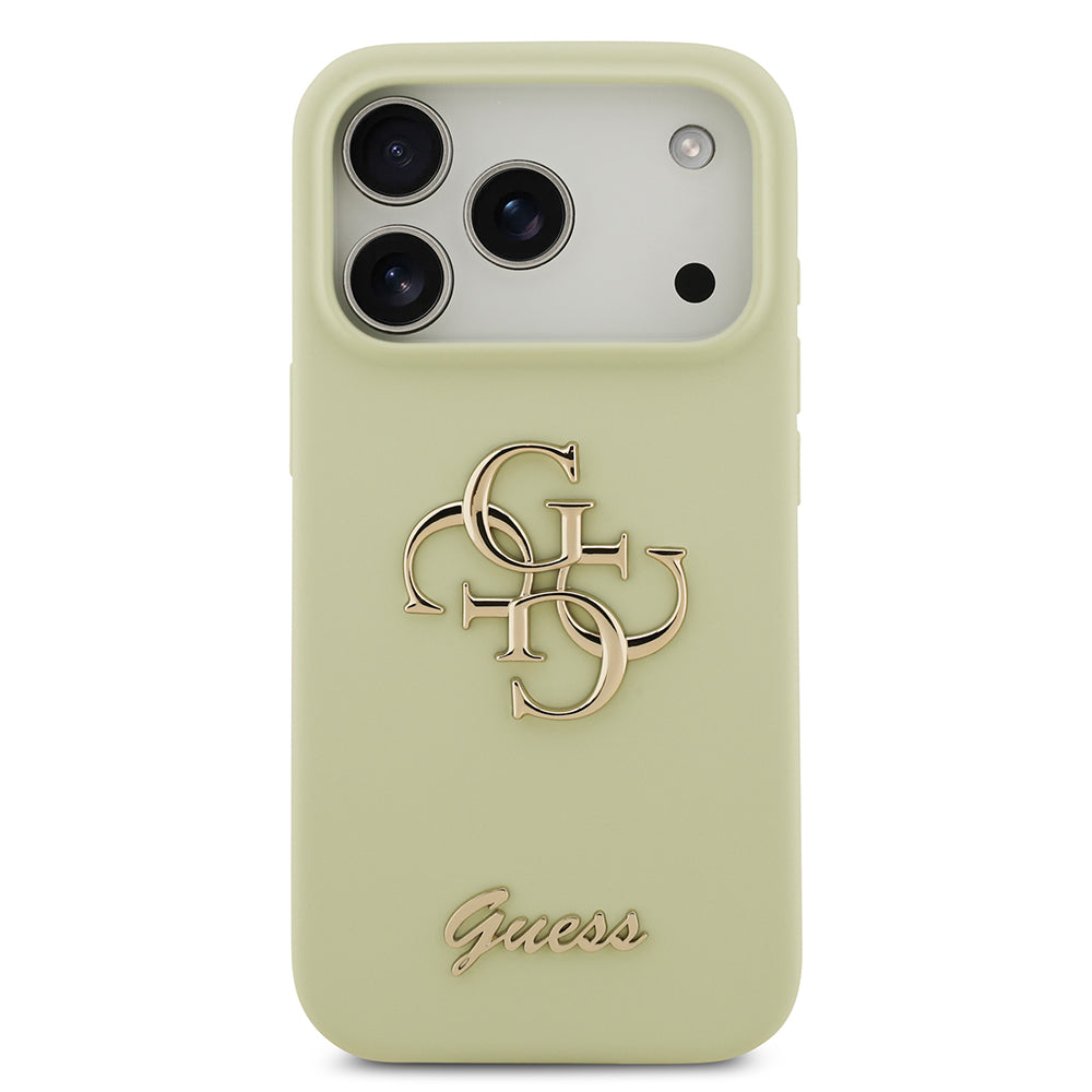 Apple iPhone 17 Pro Kılıf Guess Orjinal Lisanslı Grained Yazı Logolu Kapak Yeşil