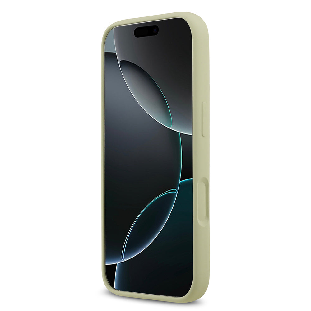 Apple iPhone 17 Pro Kılıf Guess Orjinal Lisanslı Grained Yazı Logolu Kapak Yeşil