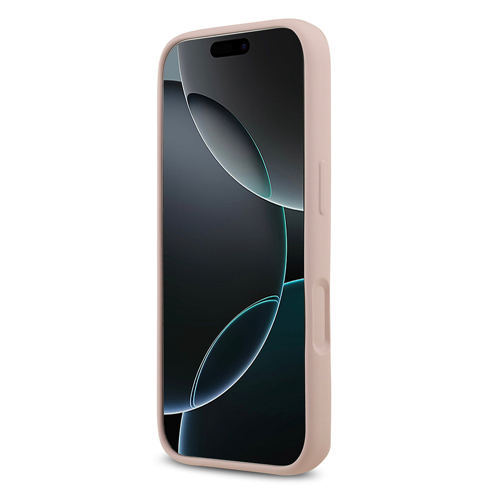 Apple iPhone 17 Pro Kılıf Guess Orjinal Lisanslı Grained Yazı Logolu Kapak Pembe