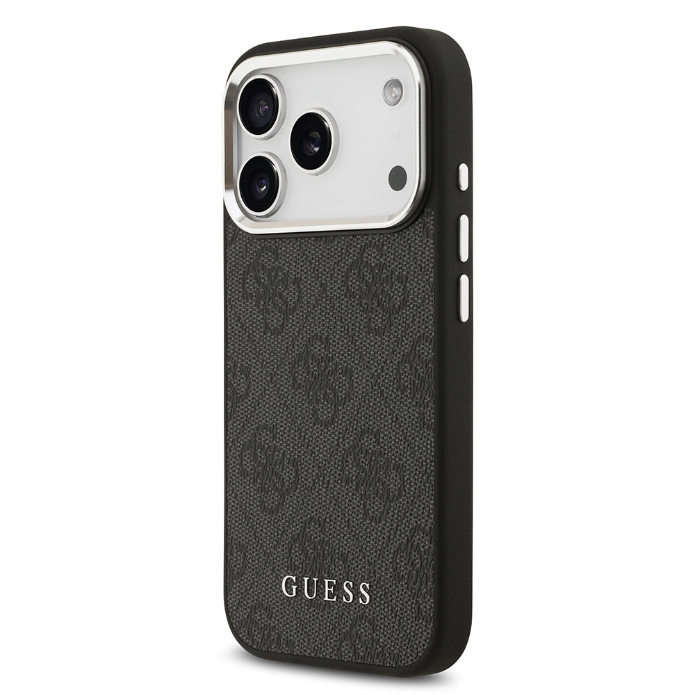 Apple iPhone 17 Pro Kılıf Guess Orjinal Lisanslı M-safe Şarj Özellikli 4G Klasik Yazı Logolu Kapak Siyah