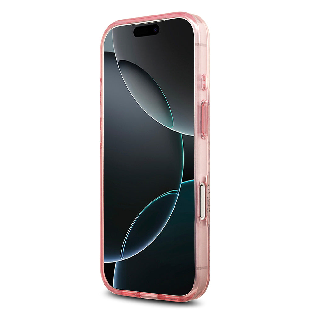 Apple iPhone 17 Pro Kılıf Guess Orjinal Lisanslı M-safe Şarj Özellikli Flower Tonal Circle Kapak Pembe
