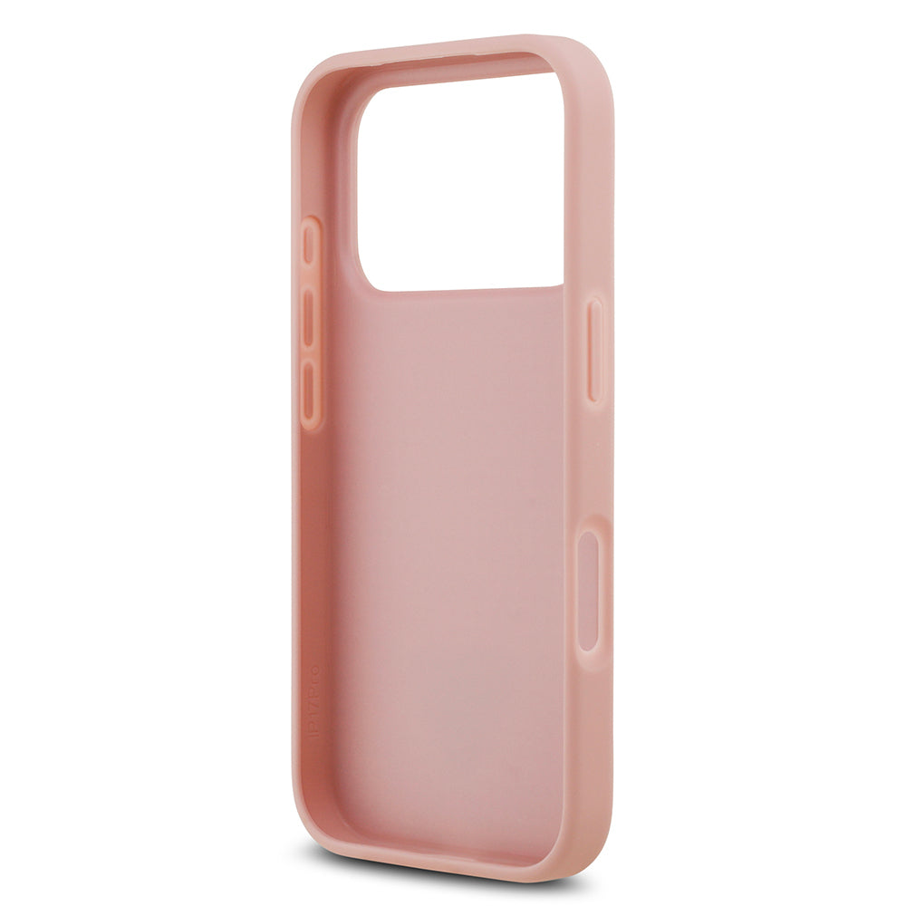 Apple iPhone 17 Pro Kılıf Guess Orjinal Lisanslı Taşlı Arka Yüzey Üçgen Logolu Kapak Pembe