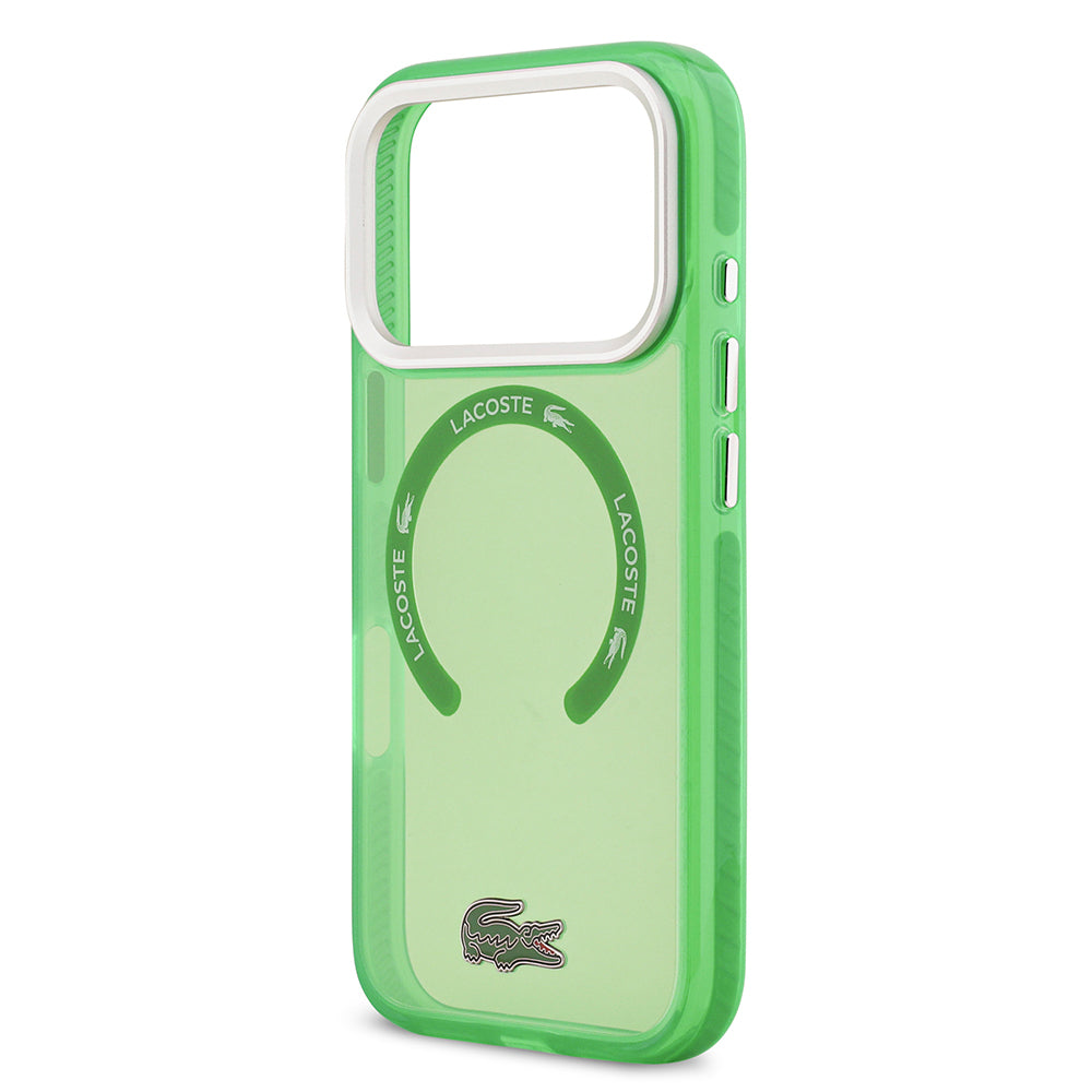 Apple iPhone 17 Pro Kılıf Lacoste Orjinal Lisanslı M-safe Şarj Özellikli İkonik Timsah Logolu Buzlu Kapak Yeşil