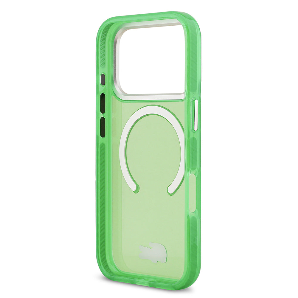 Apple iPhone 17 Pro Kılıf Lacoste Orjinal Lisanslı M-safe Şarj Özellikli İkonik Timsah Logolu Buzlu Kapak Yeşil