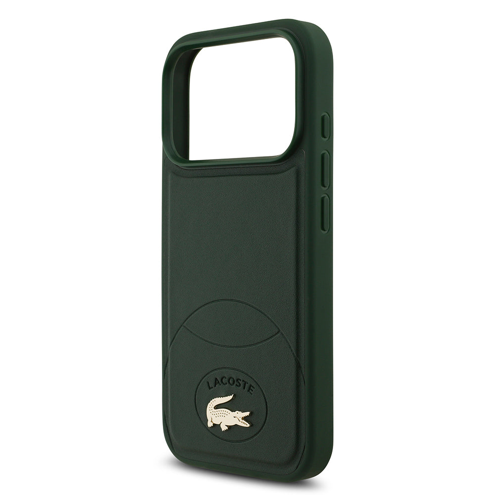 Apple iPhone 17 Pro Kılıf Lacoste Orjinal Lisanslı M-safe Şarj Özellikli PU Deri Tasarımlı Metal Logolu Kapak Yeşil