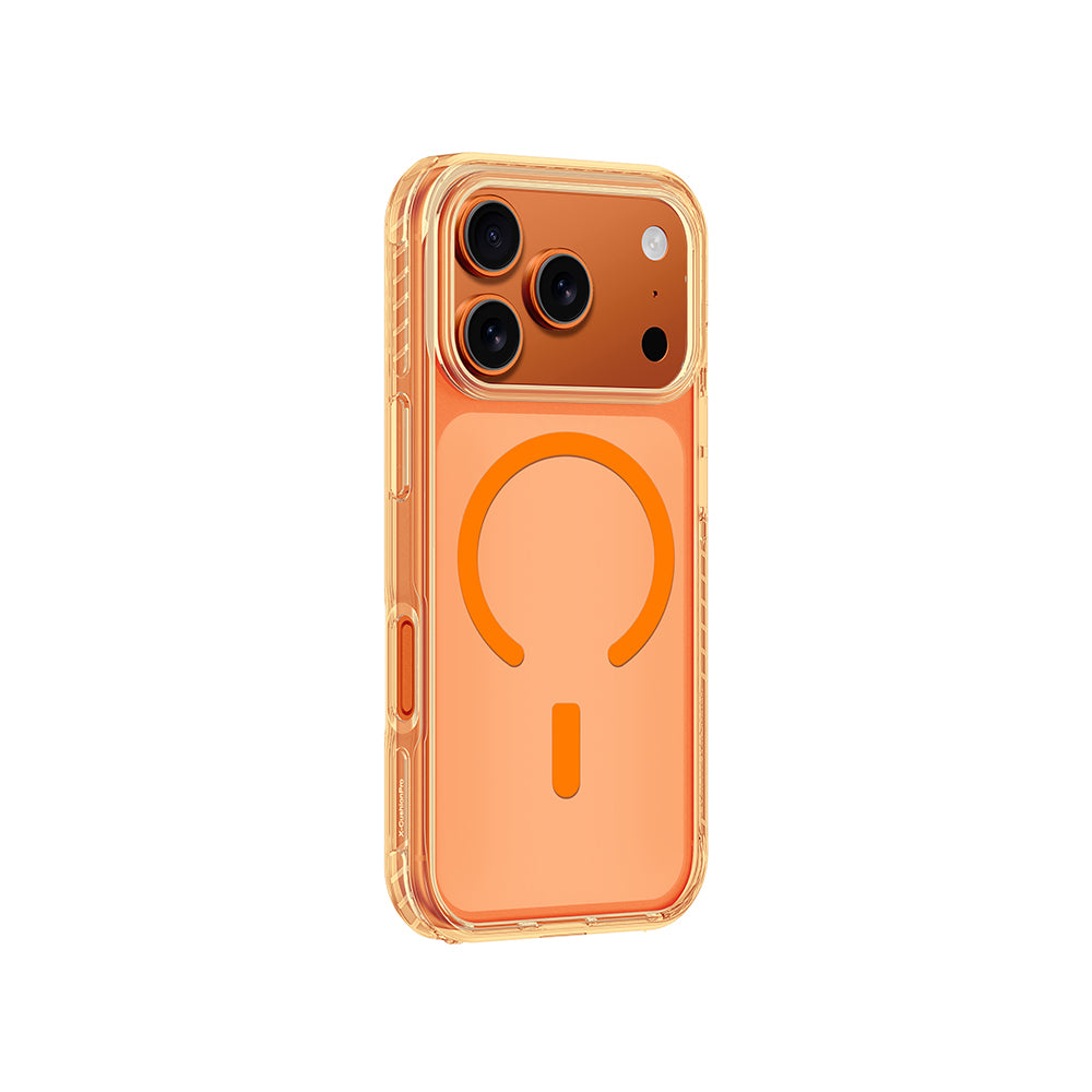 Apple iPhone 17 Pro Kılıf M-Safe Şarj Özellikli Airbag Tasarımlı AmazingThing Titan Pro Serisi Kapak Turuncu