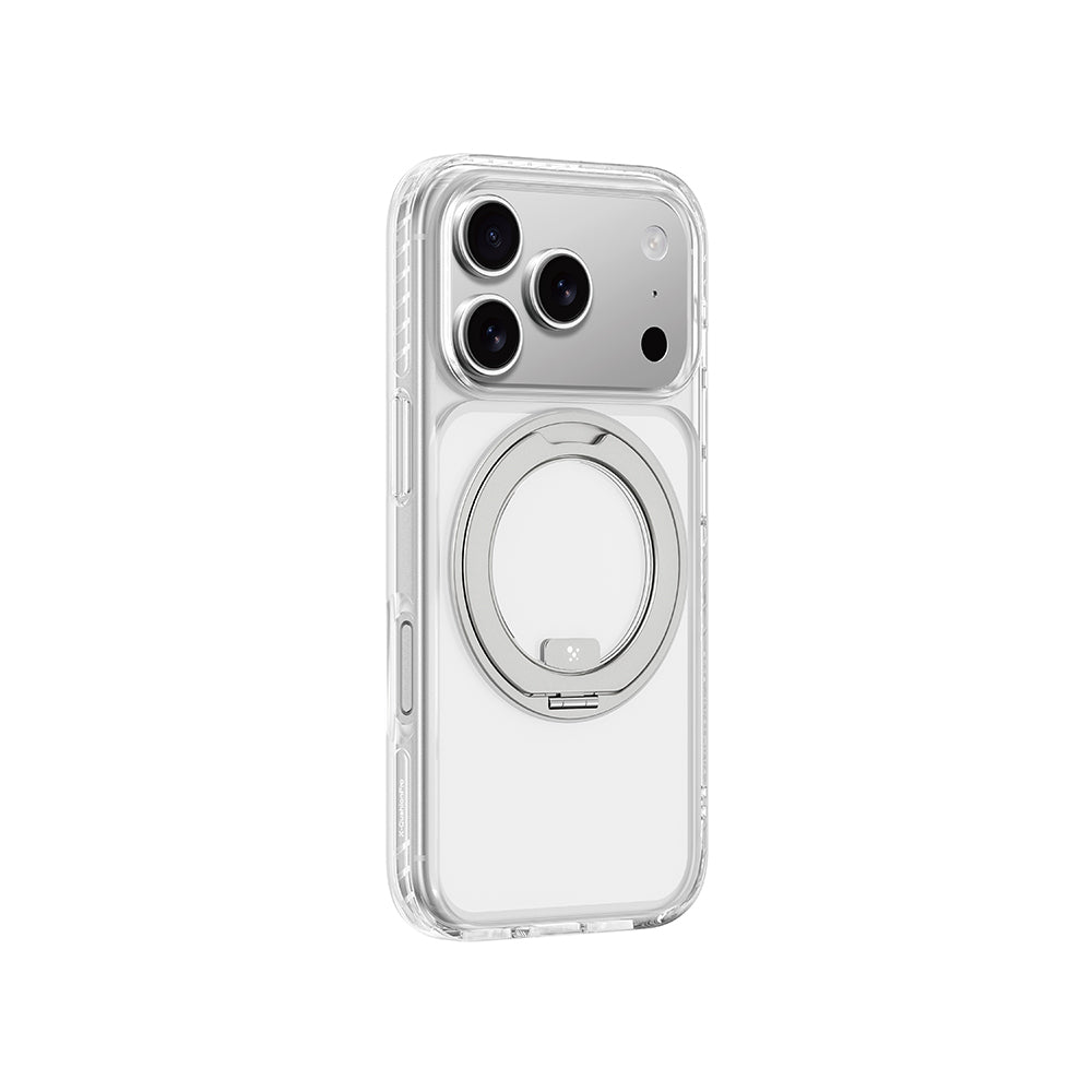 Apple iPhone 17 Pro Kılıf M-Safe Şarj Özellikli Airbag Tasarımlı Standlı AmazingThing Titan Pro MagSpin Kapak Şeffaf