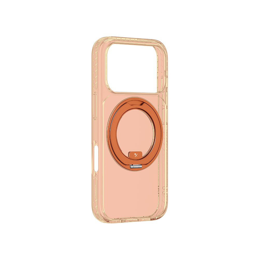 Apple iPhone 17 Pro Kılıf M-Safe Şarj Özellikli Airbag Tasarımlı Standlı AmazingThing Titan Pro MagSpin Kapak Turuncu