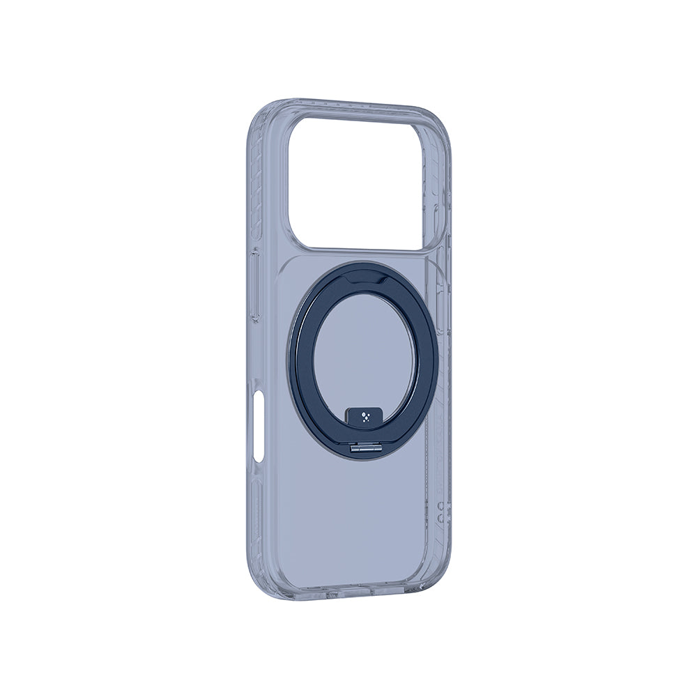 Apple iPhone 17 Pro Kılıf M-Safe Şarj Özellikli Airbag Tasarımlı Standlı AmazingThing Titan Pro MagSpin Kapak Mavi