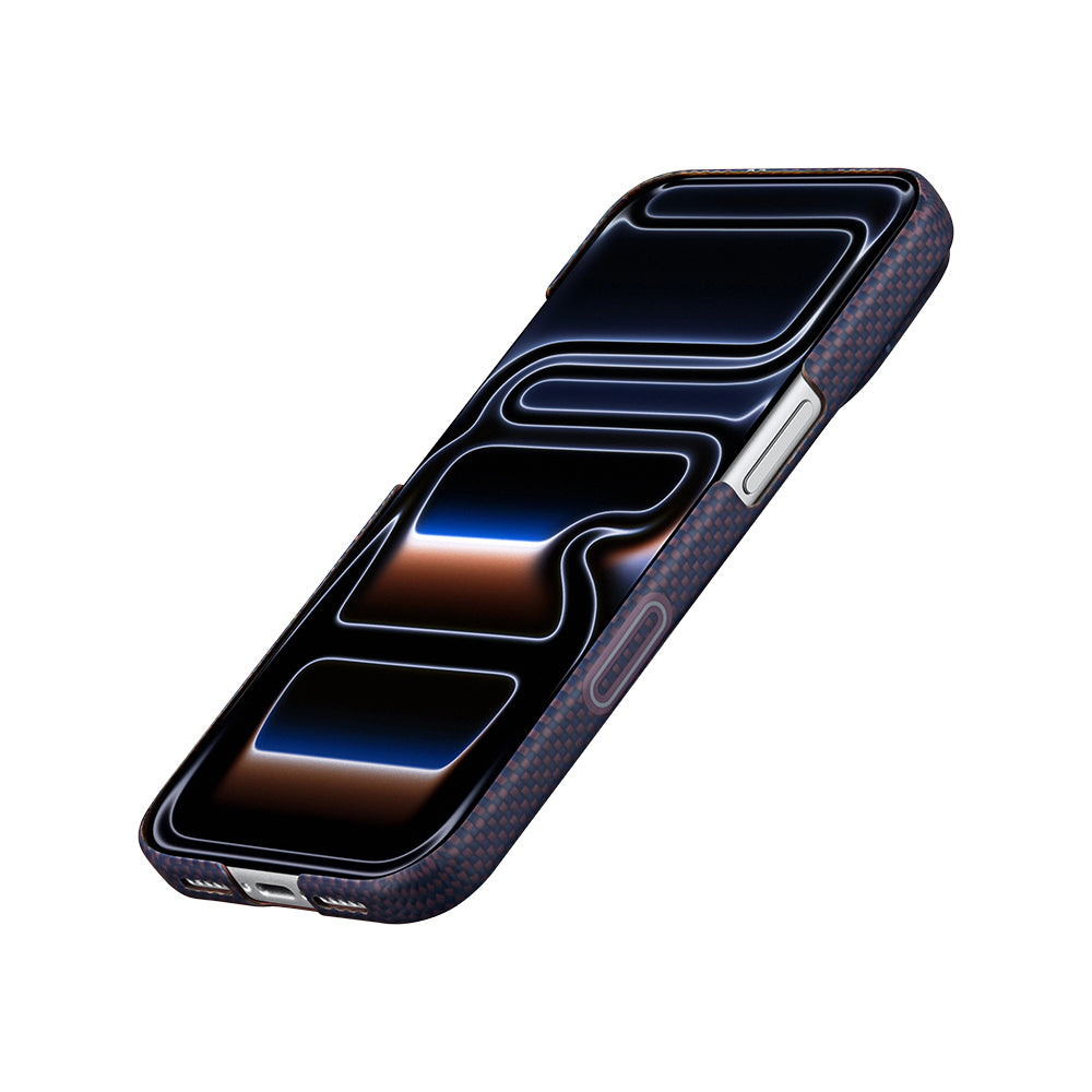Apple iPhone 17 Pro Kılıf M-safe Şarj Özellikli Aramid Fiber Pitaka Sakura Hours Serisi Kapak Mor