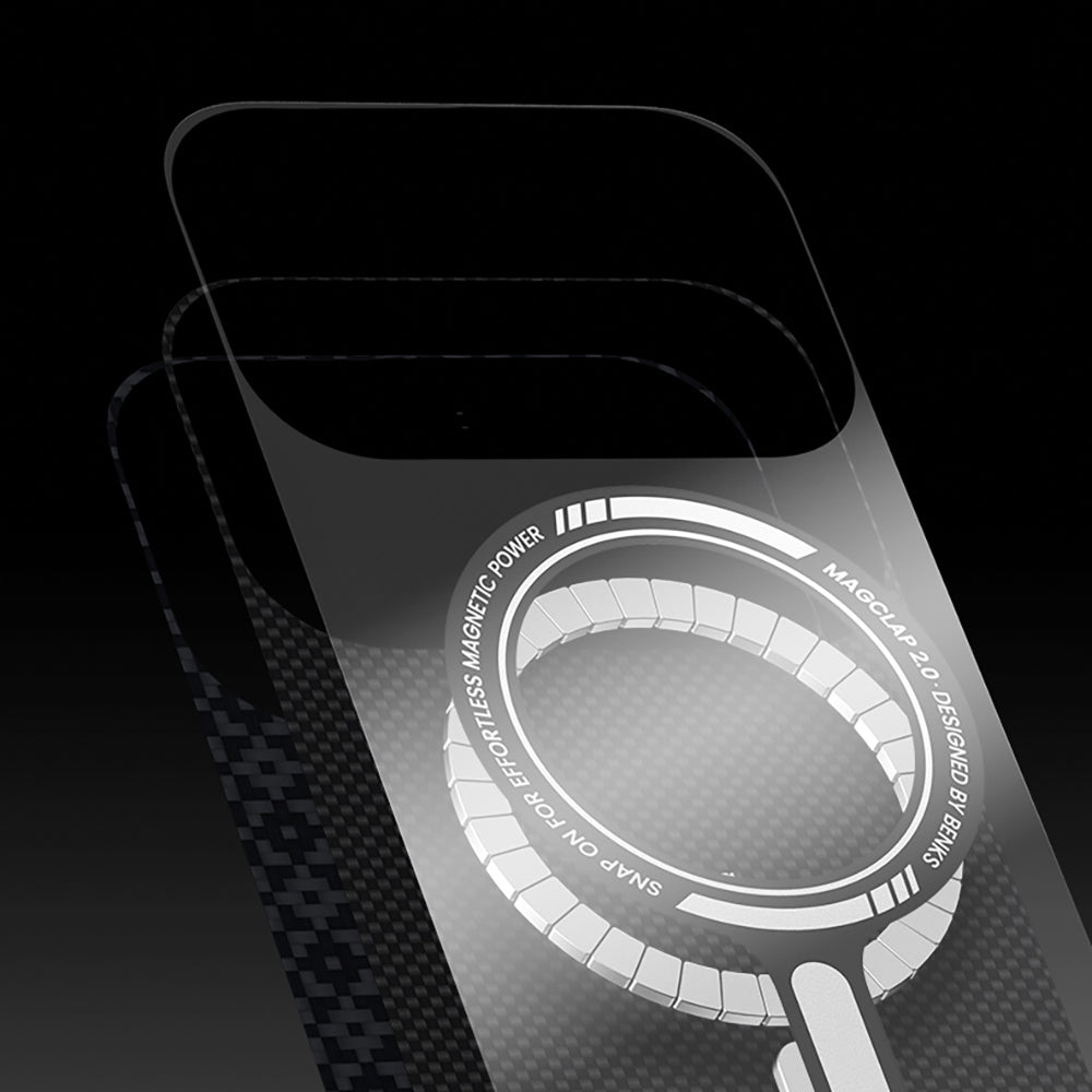Apple iPhone 17 Pro Kılıf M-Safe Şarj Özellikli Benks ArmorAir ArmorGrid Serisi Kevlar Kapak Siyah