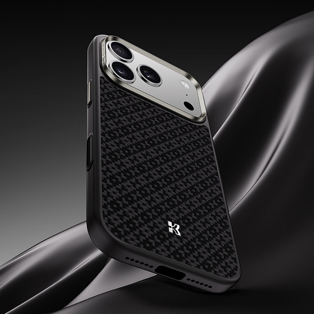 Apple iPhone 17 Pro Kılıf M-Safe Şarj Özellikli Benks ArmorPro ArmorGrid Serisi Kevlar Kapak Siyah