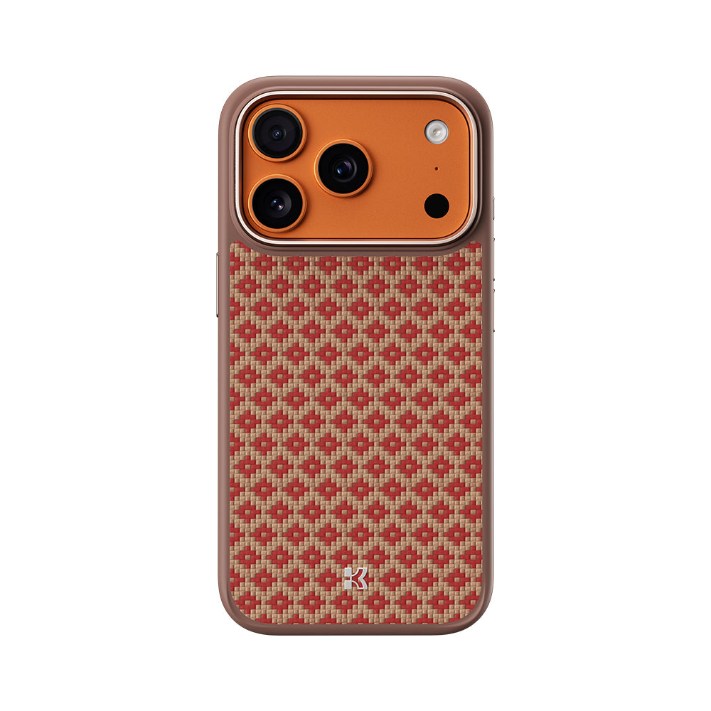 Apple iPhone 17 Pro Kılıf M-Safe Şarj Özellikli Benks ArmorPro ArmorGrid Serisi Kevlar Kapak Turuncu