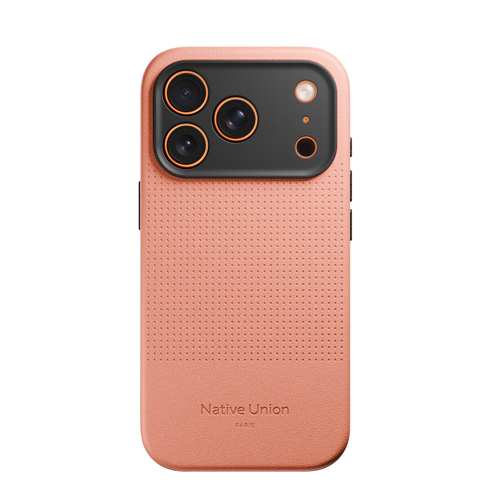 Apple iPhone 17 Pro Kılıf M-safe Şarj Özellikli Deri Dokulu Native Union 2025 Active Serisi Kapak Turuncu