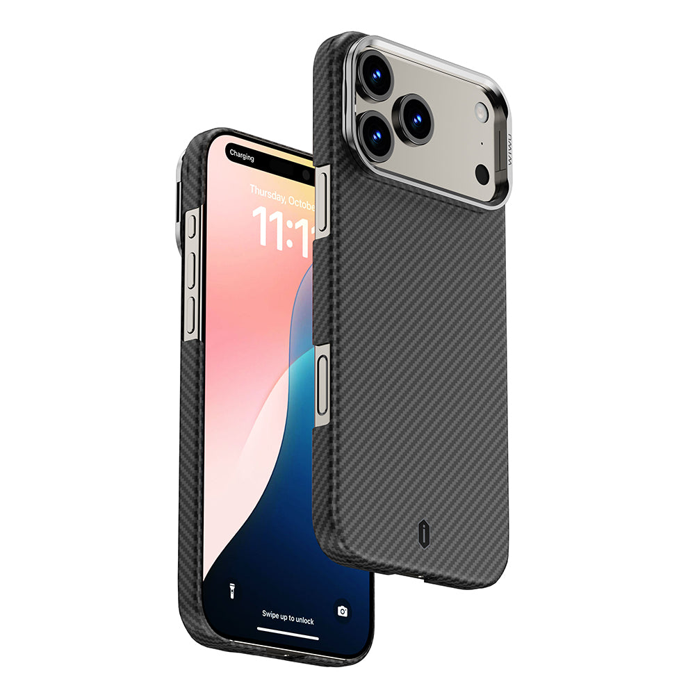 Apple iPhone 17 Pro Kılıf M-safe Şarj Özellikli Kamera Standlı Wiwu DCC-206 Aramid Air Kapak Siyah