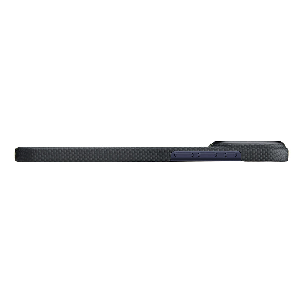 Apple iPhone 17 Pro Kılıf M-safe Şarj Özellikli Lumintex Teknolojili Fosforlu Aramid Fiber Pitaka Tactile Woven Aries Serisi Kapak Siyah