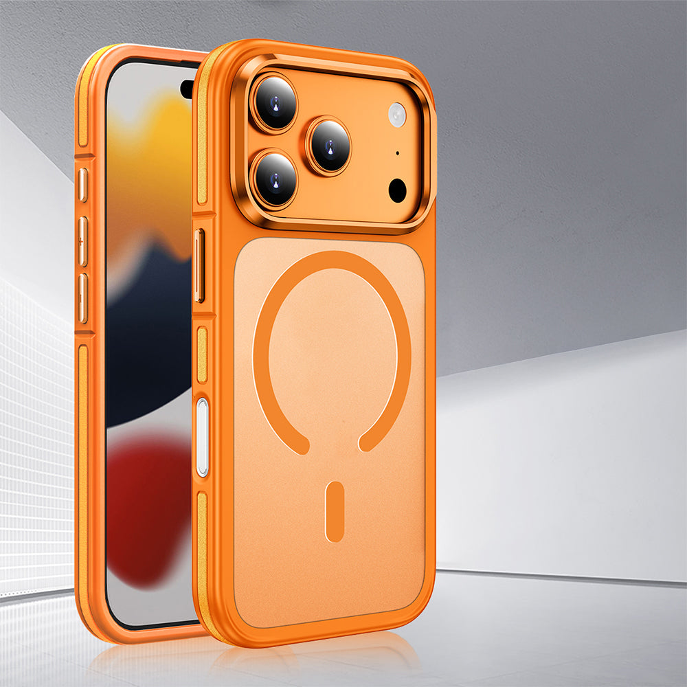 Apple iPhone 17 Pro Kılıf M-safe Şarj Özellikli Mat Görünümlü Wlons Vevo Kapak Turuncu