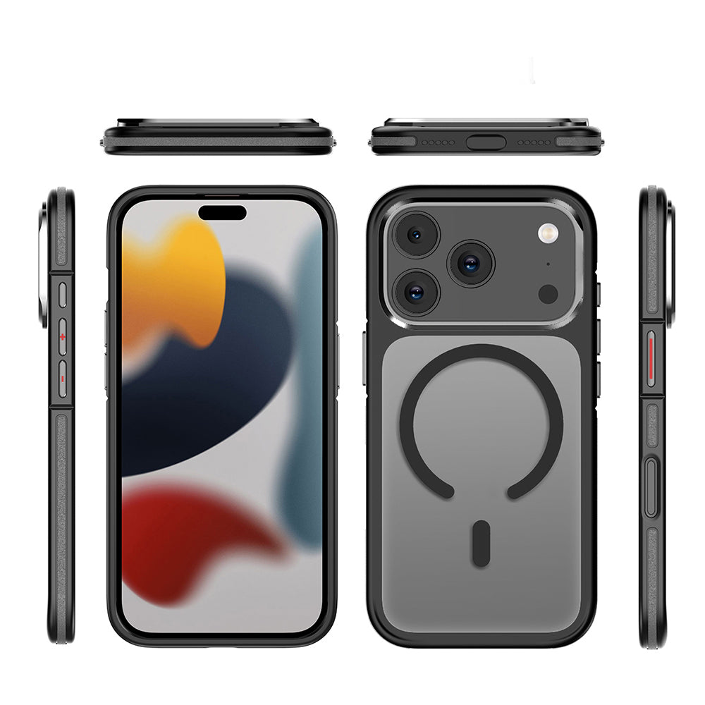 Apple iPhone 17 Pro Kılıf M-safe Şarj Özellikli Mat Görünümlü Wlons Vevo Kapak Siyah