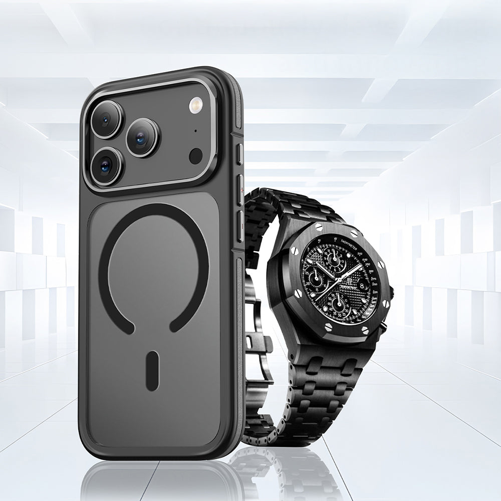 Apple iPhone 17 Pro Kılıf M-safe Şarj Özellikli Mat Görünümlü Wlons Vevo Kapak Siyah