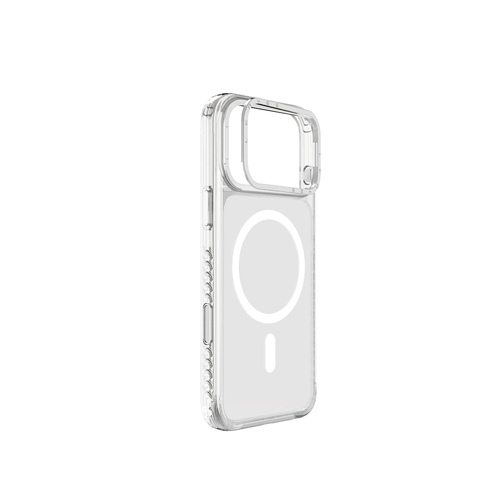 Apple iPhone 17 Pro Kılıf M-safe Şarj Özellikli Metal Kamera Çerçeveli Airbag Tasarımlı Lenyes CK221 Sert PC Kapak Şeffaf
