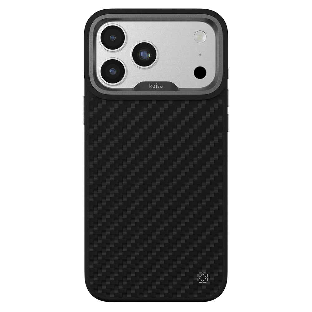 Apple iPhone 17 Pro Kılıf M-safe Şarj Özellikli O-Ring Kajsa Carbon Fiber Serisi Kapak Siyah