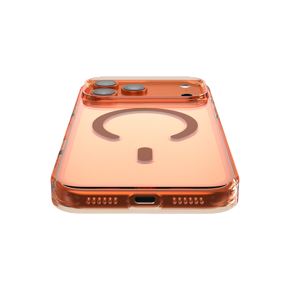 Apple iPhone 17 Pro Kılıf M-safe Şarj Özellikli O-Ring Şeffaf Kajsa Trans Shield Serisi Kapak Turuncu