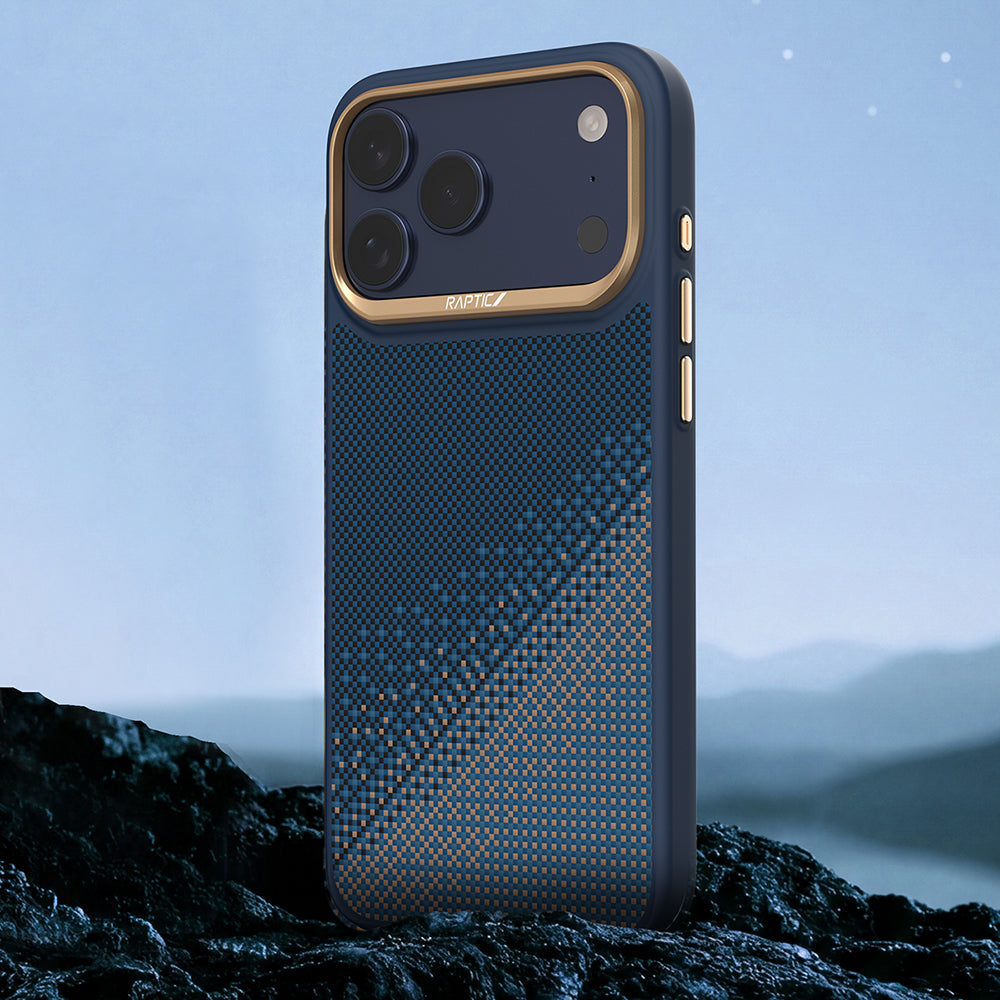 Apple iPhone 17 Pro Kılıf M-safe Şarj Özellikli Raptic Aramid Dual Serenity Serisi Kapak Lacivert