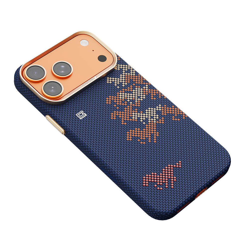 Apple iPhone 17 Pro Kılıf M-safe Şarj Özellikli Raptic Aramid Skin Chivalry Serisi Kapak Lacivert