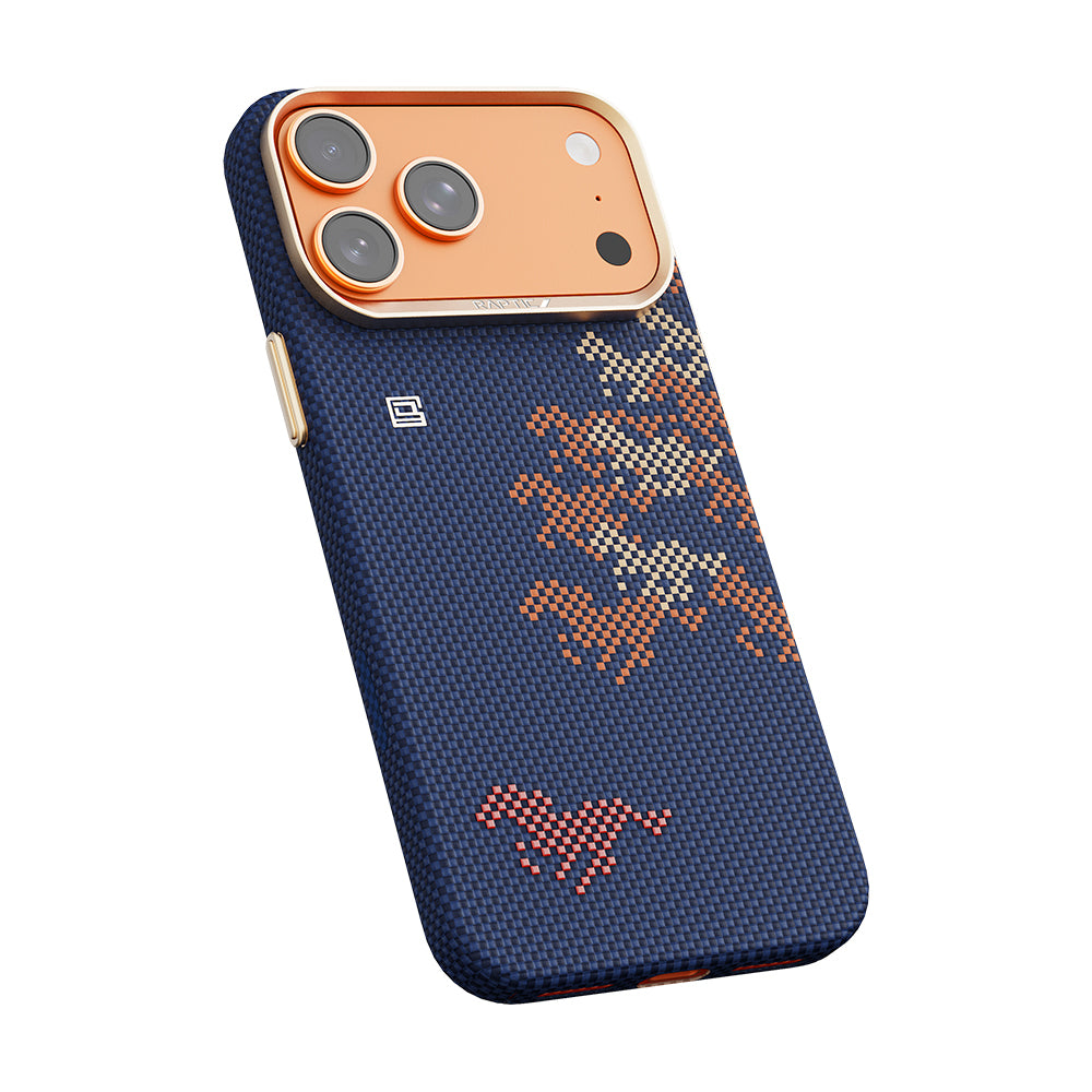 Apple iPhone 17 Pro Kılıf M-safe Şarj Özellikli Raptic Aramid Skin Chivalry Serisi Kapak Lacivert