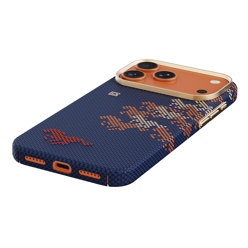 Apple iPhone 17 Pro Kılıf M-safe Şarj Özellikli Raptic Aramid Skin Chivalry Serisi Kapak Lacivert