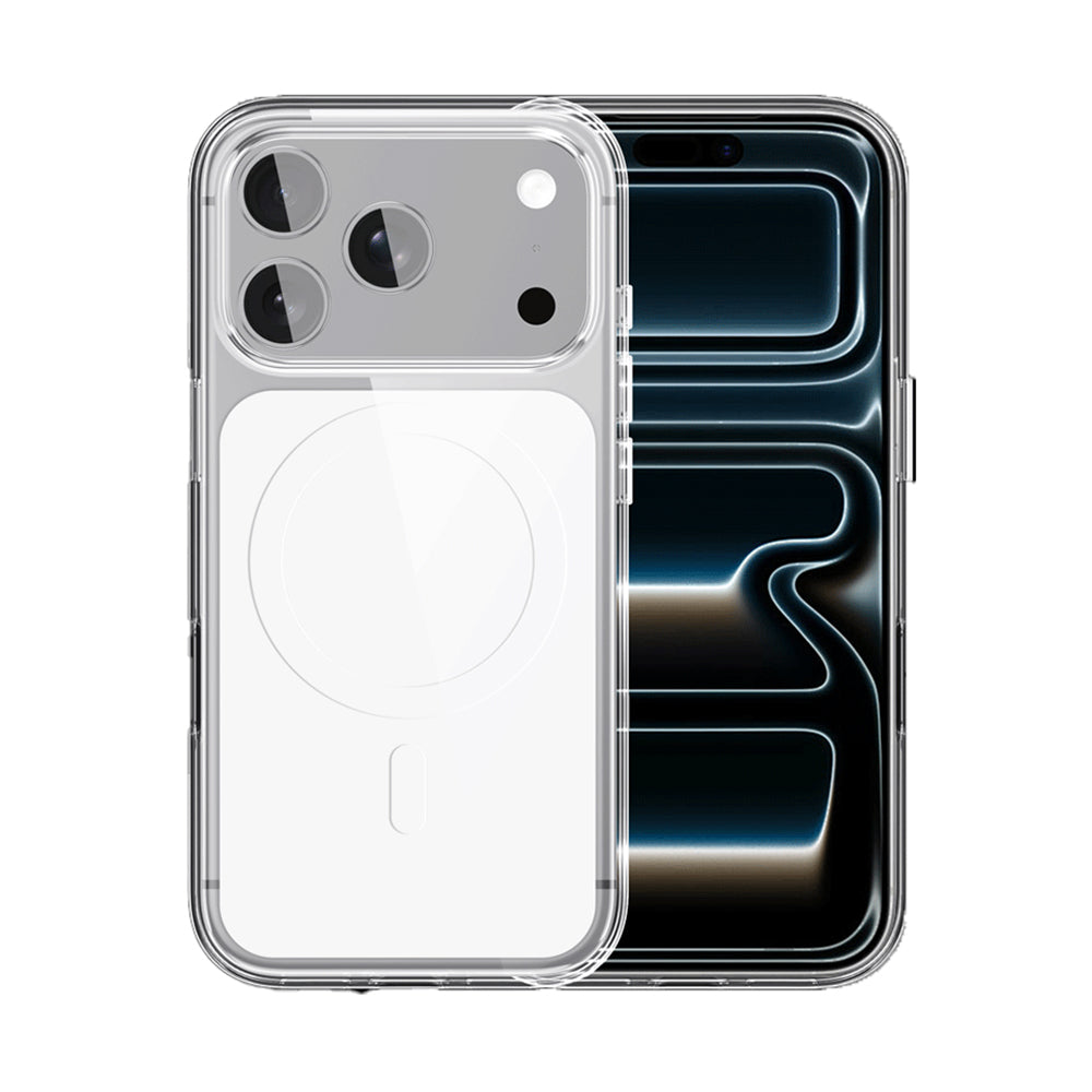 Apple iPhone 17 Pro Kılıf M-safe Şarj Özellikli Şeffaf Tasarımlı Wlons Apel Kapak Beyaz