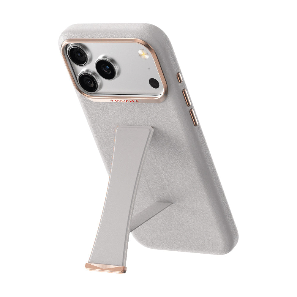 Apple iPhone 17 Pro Kılıf M-Safe Şarj Özellikli Standlı Udemos İndependence Serisi Kapak Beyaz