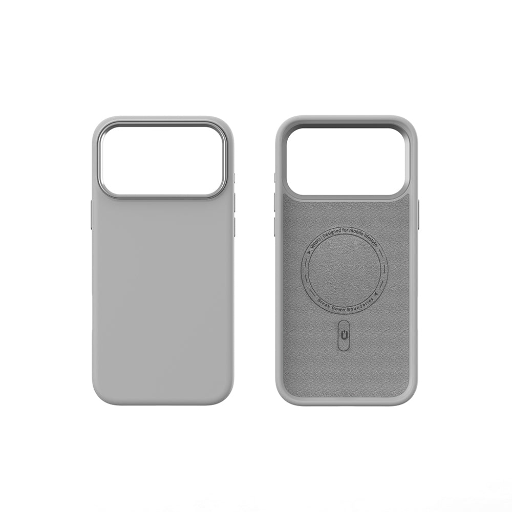 Apple iPhone 17 Pro Kılıf M-safe Şarj Özellikli Wiwu FGG-013 Skin Touch Serisi Kapak Gri