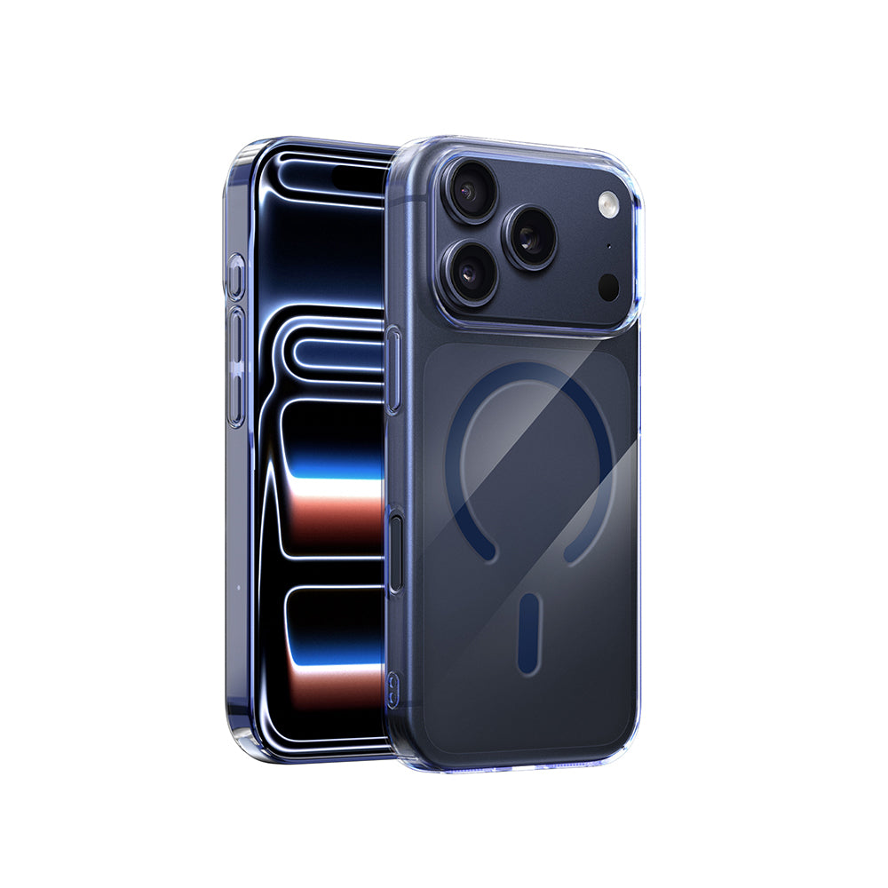 Apple iPhone 17 Pro Kılıf M-safe Şarj Özellikli Wiwu YXK-207 Invisible Pro Sert PC Kapak Mavi