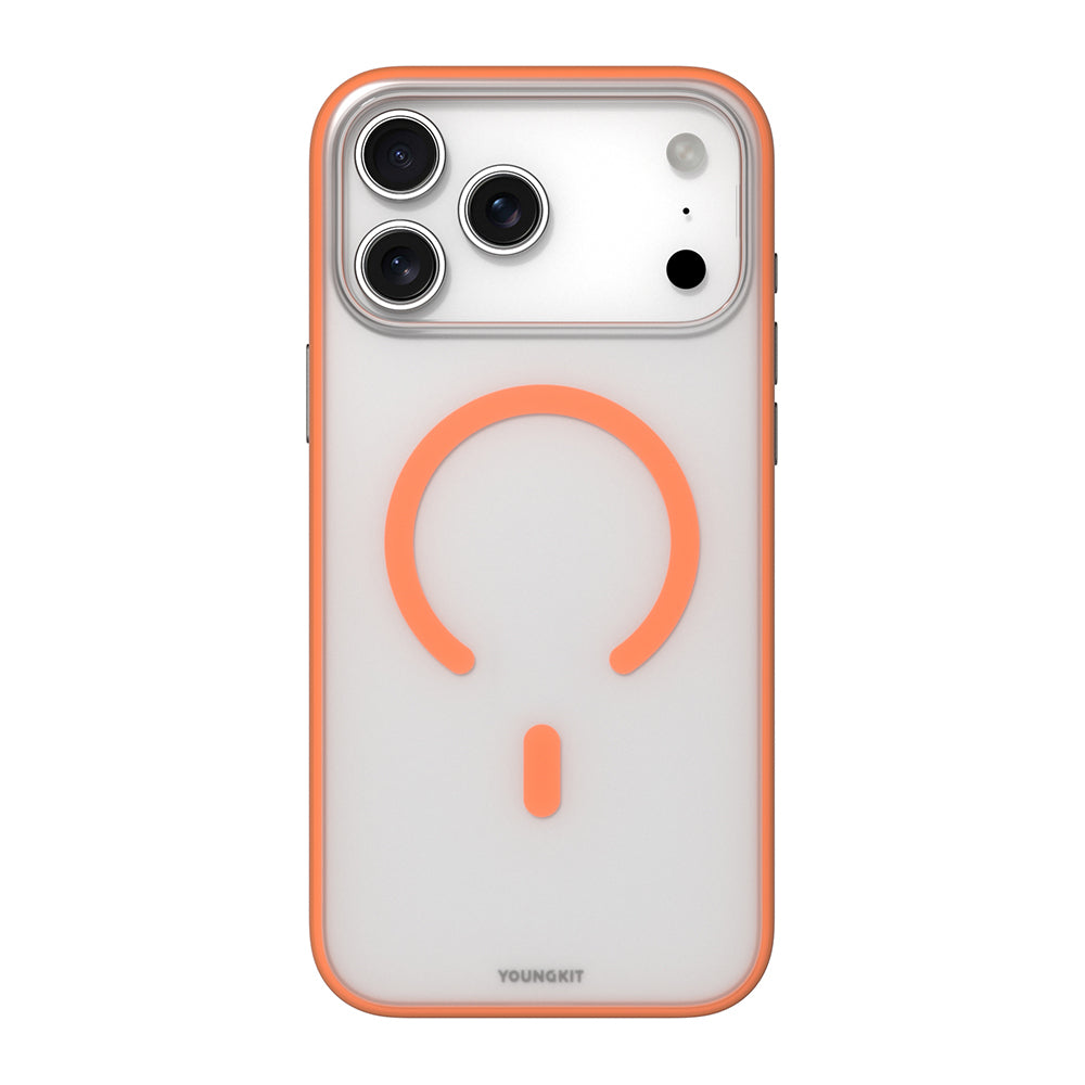 Apple iPhone 17 Pro Kılıf M-safe Şarj Özellikli Youngkit Clear Serisi Kapak Turuncu