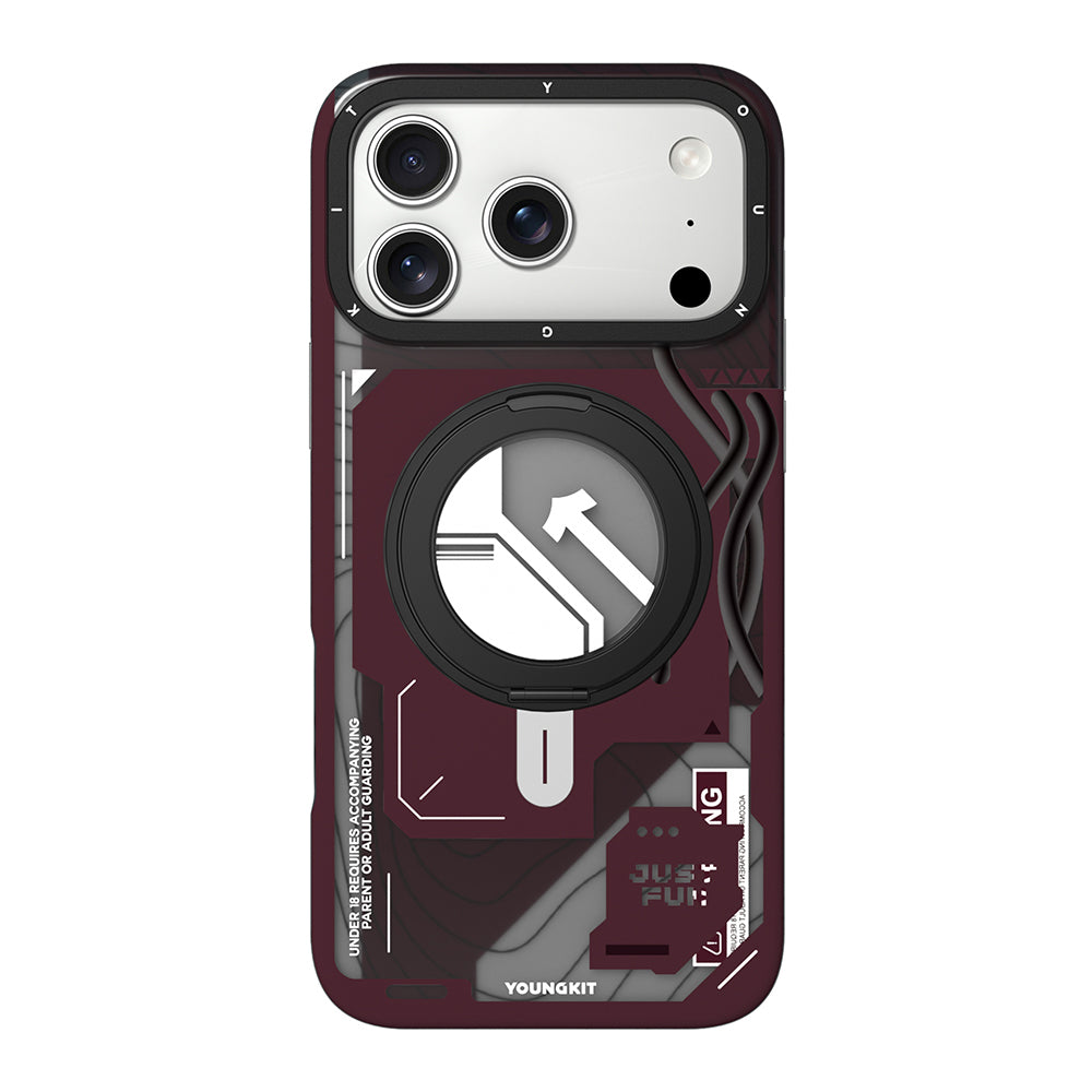 Apple iPhone 17 Pro Kılıf M-safe Şarj Özellikli Youngkit Starship Serisi Kapak Bordo