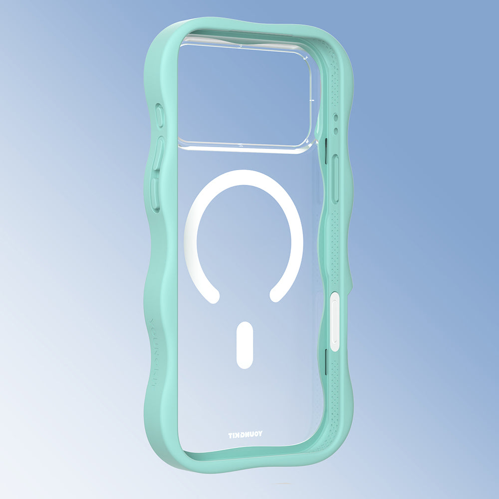 Apple iPhone 17 Pro Kılıf M-safe Şarj Özellikli Youngkit Wave Clear Serisi Kapak Açık Mavi