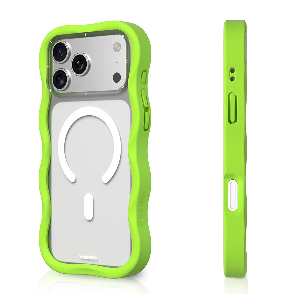 Apple iPhone 17 Pro Kılıf M-safe Şarj Özellikli Youngkit Wave Matte Serisi Kapak Yeşil