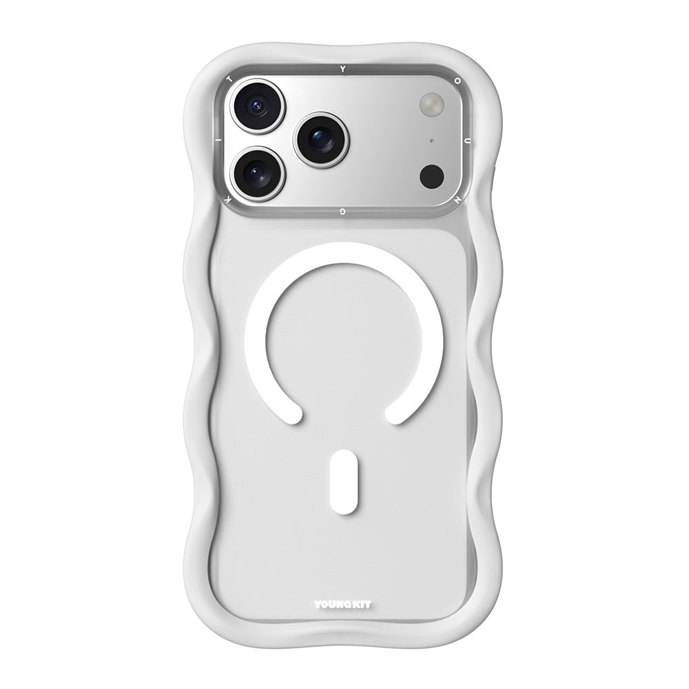 Apple iPhone 17 Pro Kılıf M-safe Şarj Özellikli Youngkit Wave Matte Serisi Kapak Beyaz