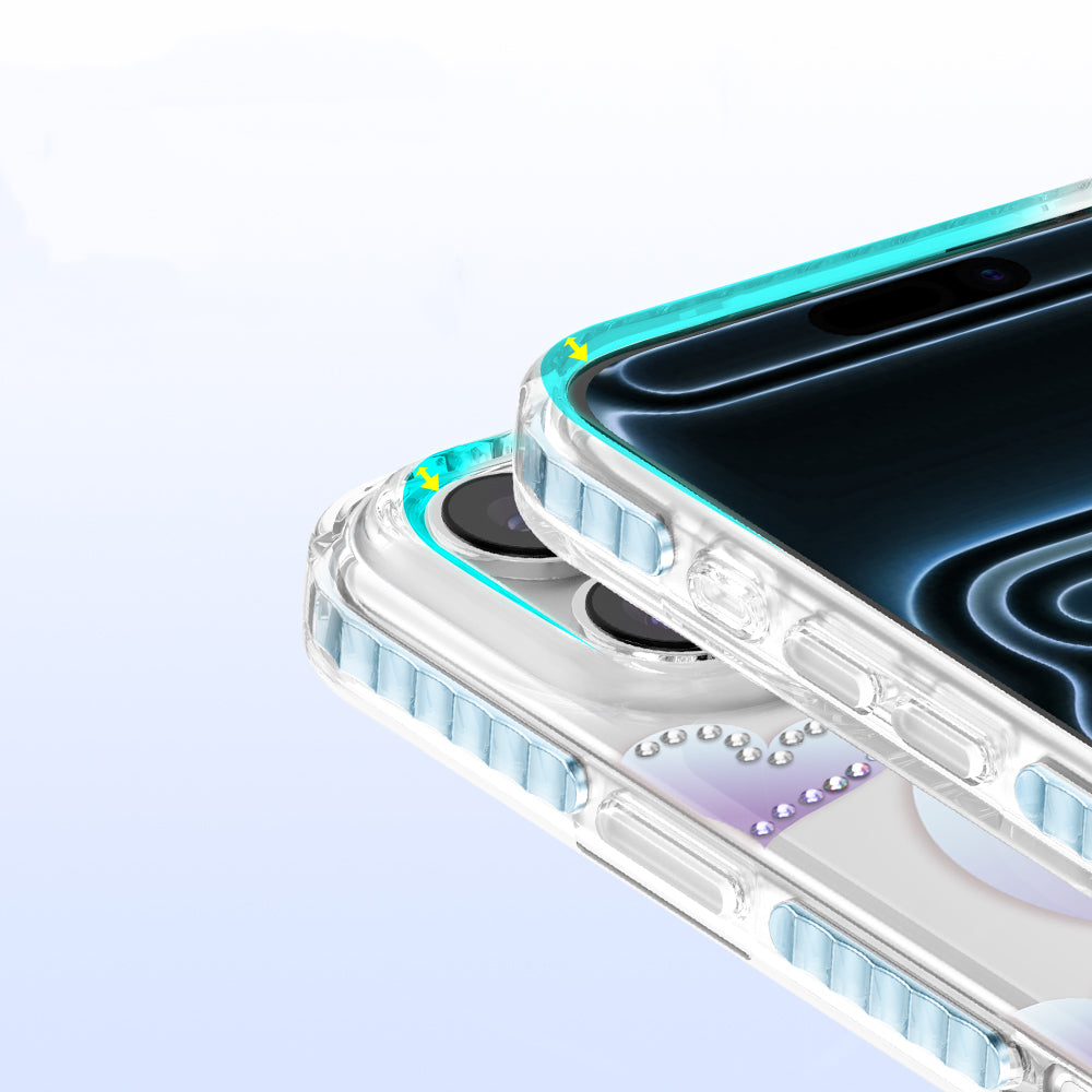 Apple iPhone 17 Pro Kılıf M-Safe Şarj Özellikli Zore Paris Elvo Sert PC Kapak Mavi