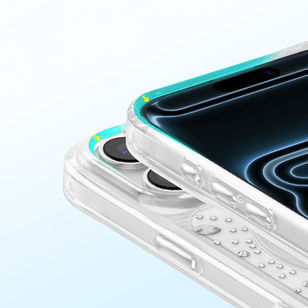 Apple iPhone 17 Pro Kılıf M-Safe Şarj Özellikli Zore Paris Mova Sert PC Kapak Şeffaf-Beyaz