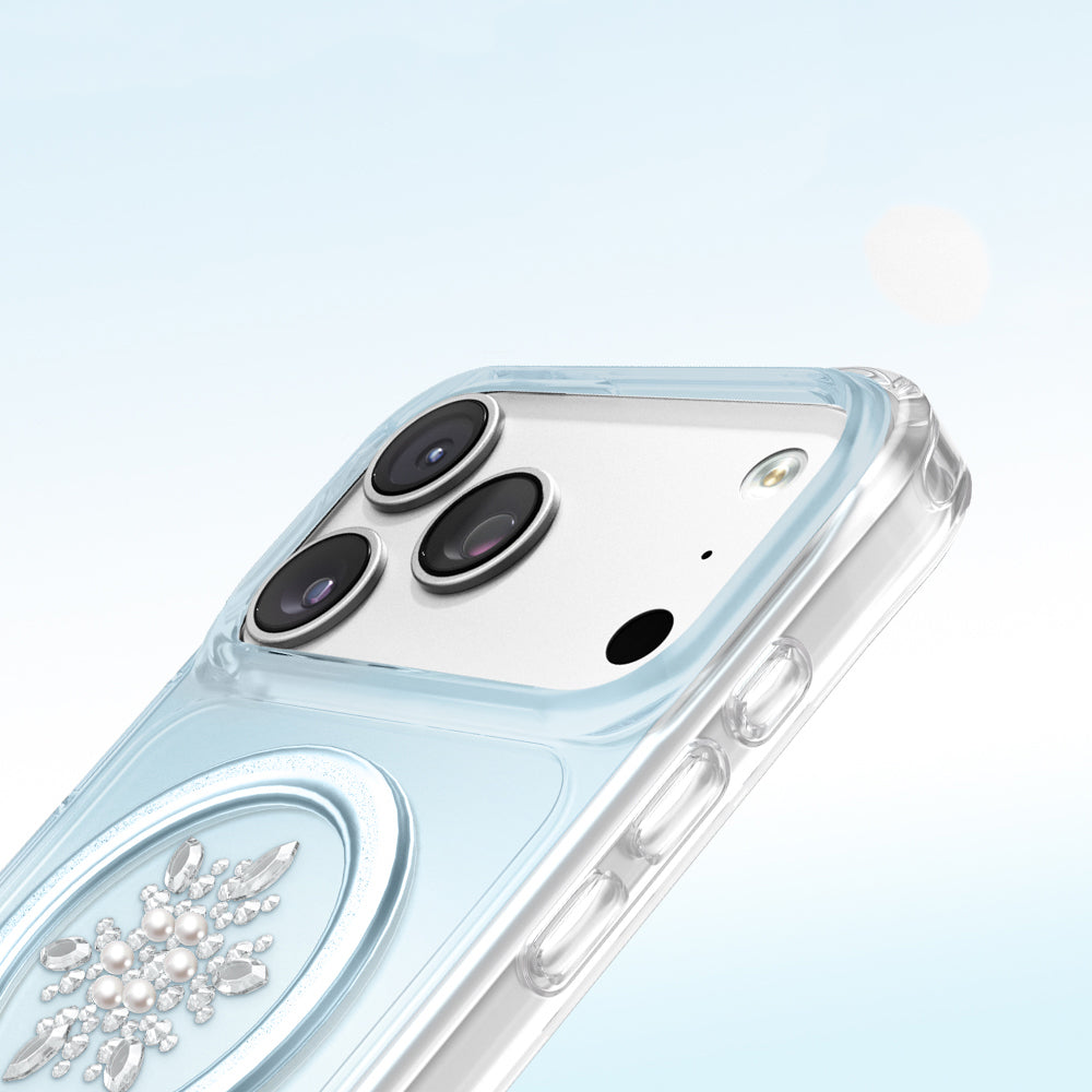 Apple iPhone 17 Pro Kılıf M-Safe Şarj Özellikli Zore Paris Mova Sert PC Kapak Mavi