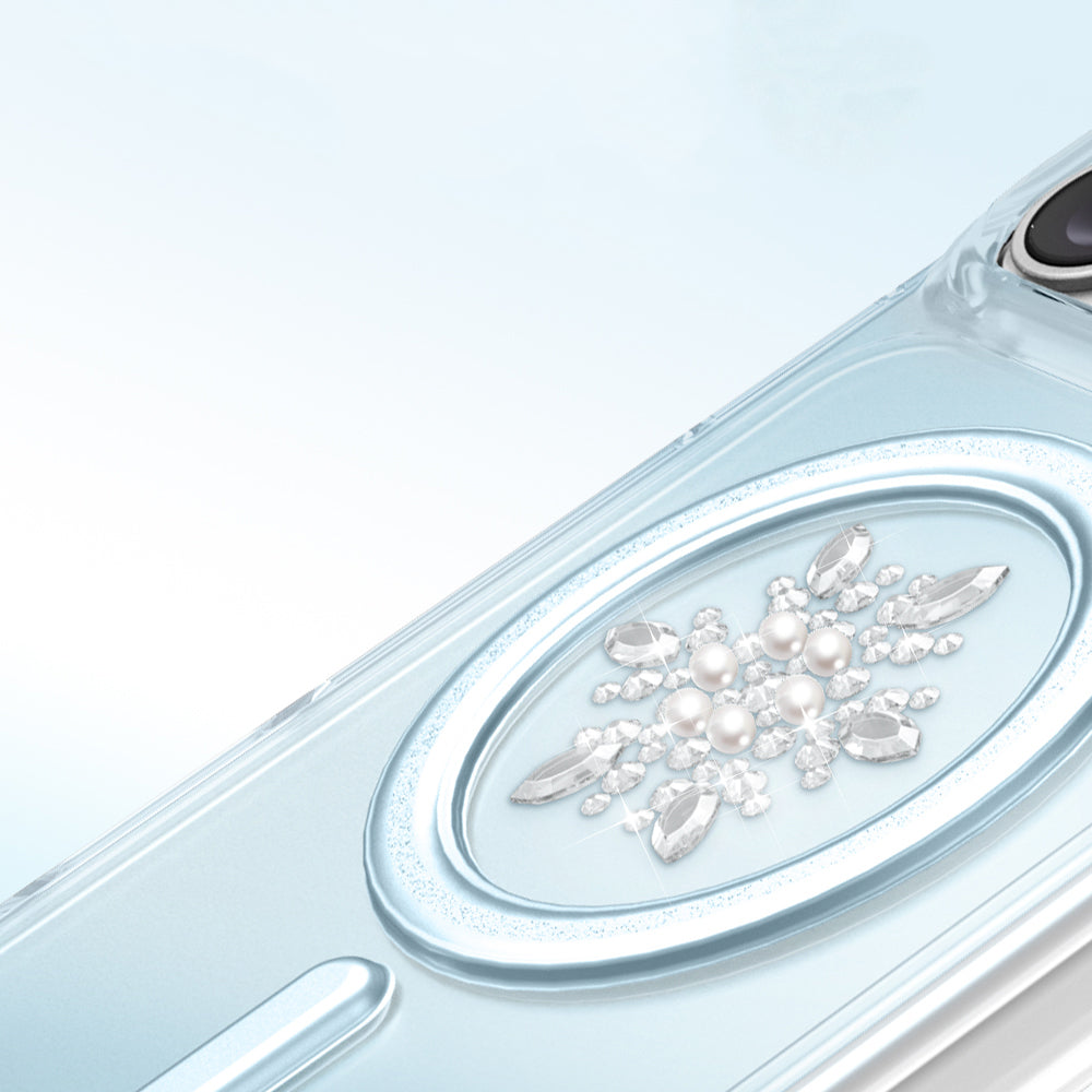 Apple iPhone 17 Pro Kılıf M-Safe Şarj Özellikli Zore Paris Mova Sert PC Kapak Mavi