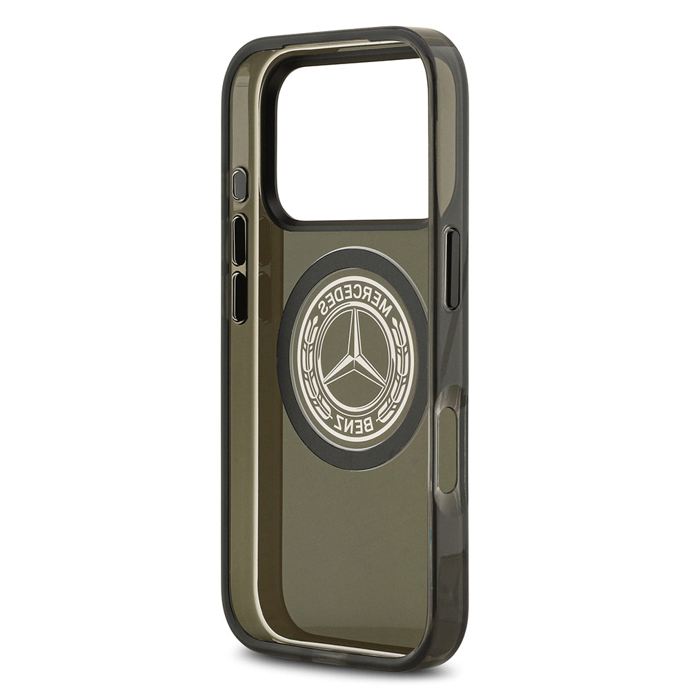 Apple iPhone 17 Pro Kılıf Mercedes Benz Orjinal Lisanslı M-safe Şarj Özellikli Buzlu PC Nostaljik Yıldız Dizayn Kapak Siyah