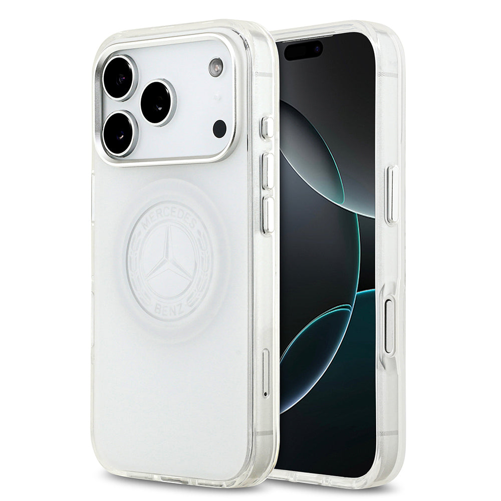 Apple iPhone 17 Pro Kılıf Mercedes Benz Orjinal Lisanslı M-safe Şarj Özellikli Buzlu PC Nostaljik Yıldız Dizayn Kapak Beyaz
