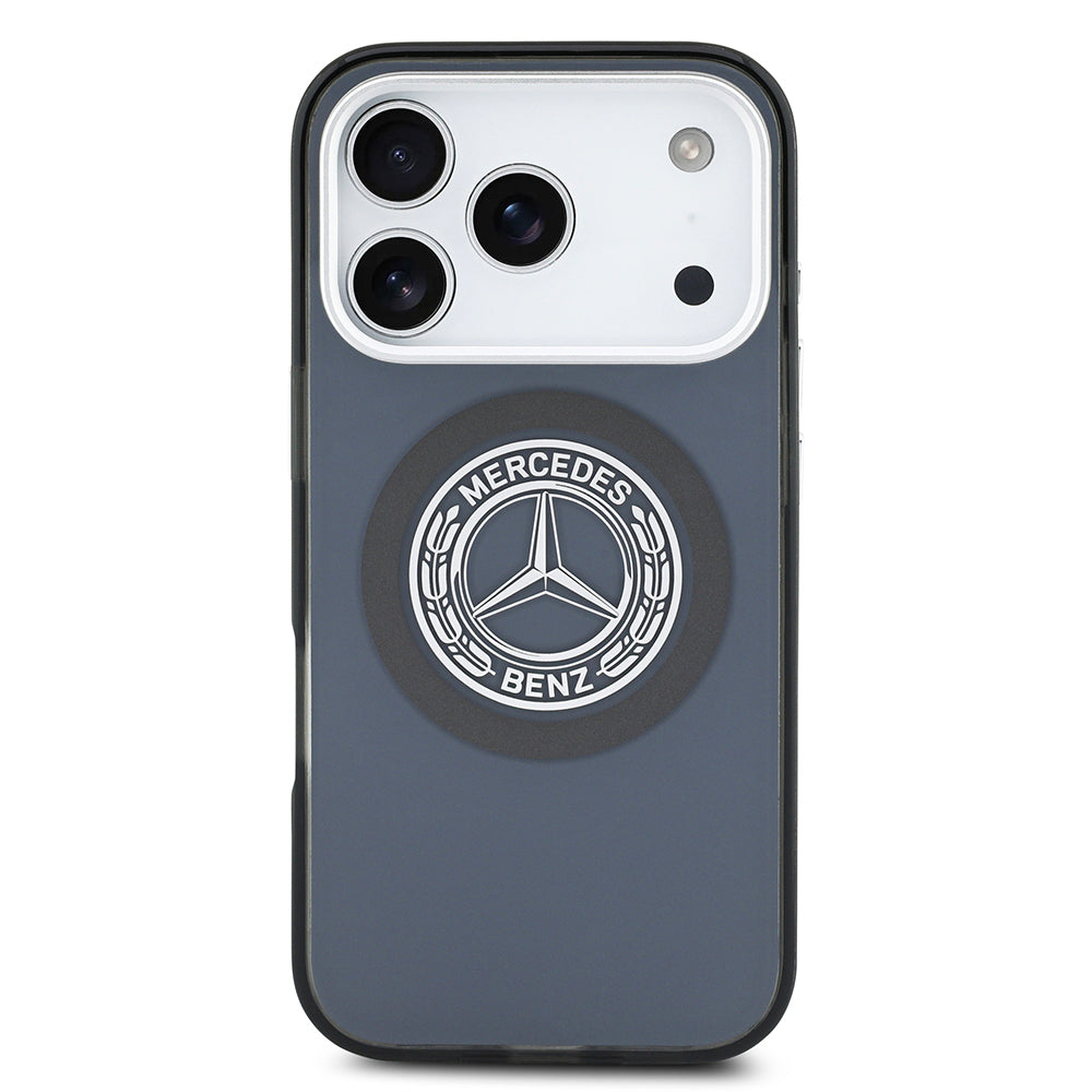 Apple iPhone 17 Pro Kılıf Mercedes Benz Orjinal Lisanslı M-safe Şarj Özellikli Çift Katmanlı PC Nostaljik Yıldız Dizayn Kapak Füme