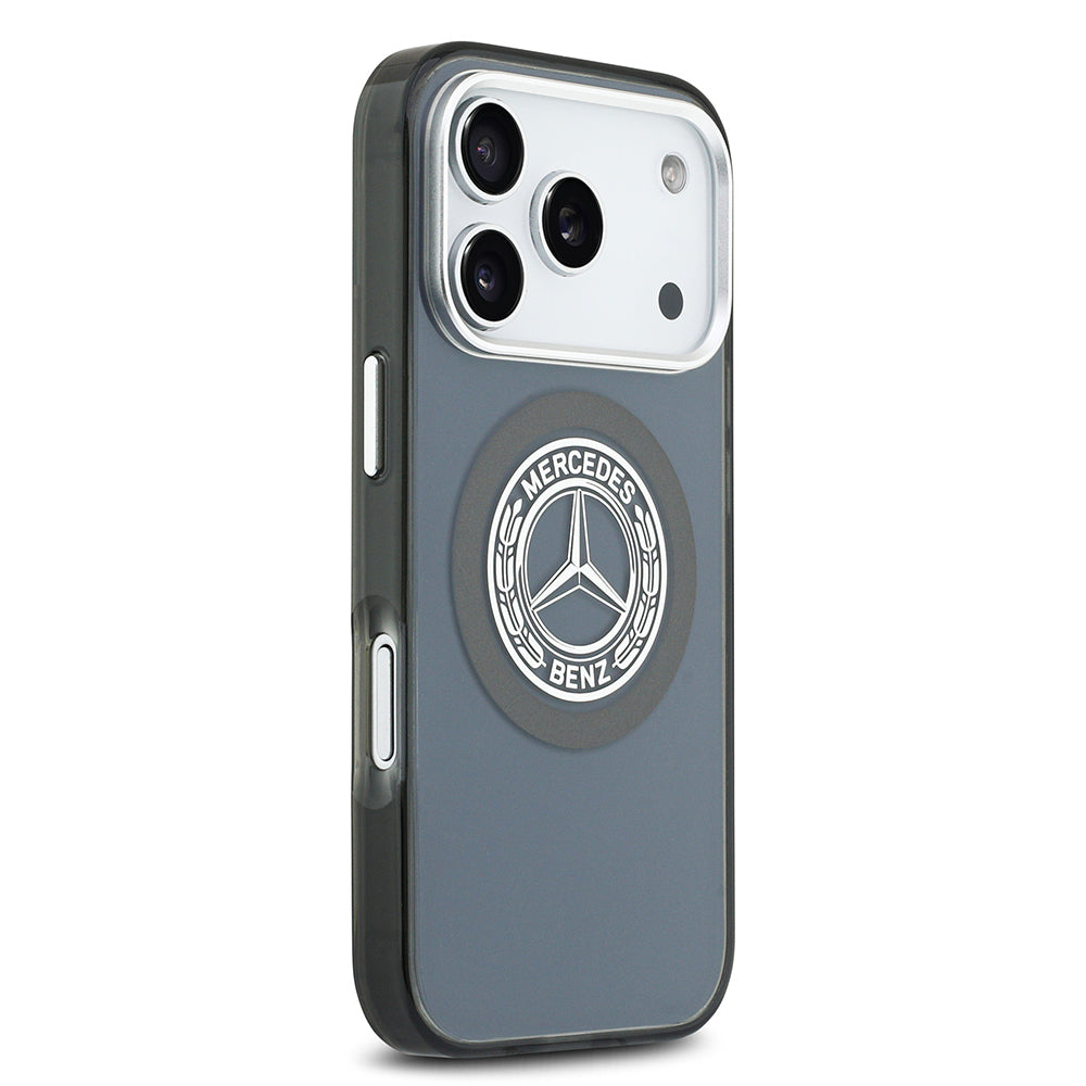 Apple iPhone 17 Pro Kılıf Mercedes Benz Orjinal Lisanslı M-safe Şarj Özellikli Çift Katmanlı PC Nostaljik Yıldız Dizayn Kapak Füme