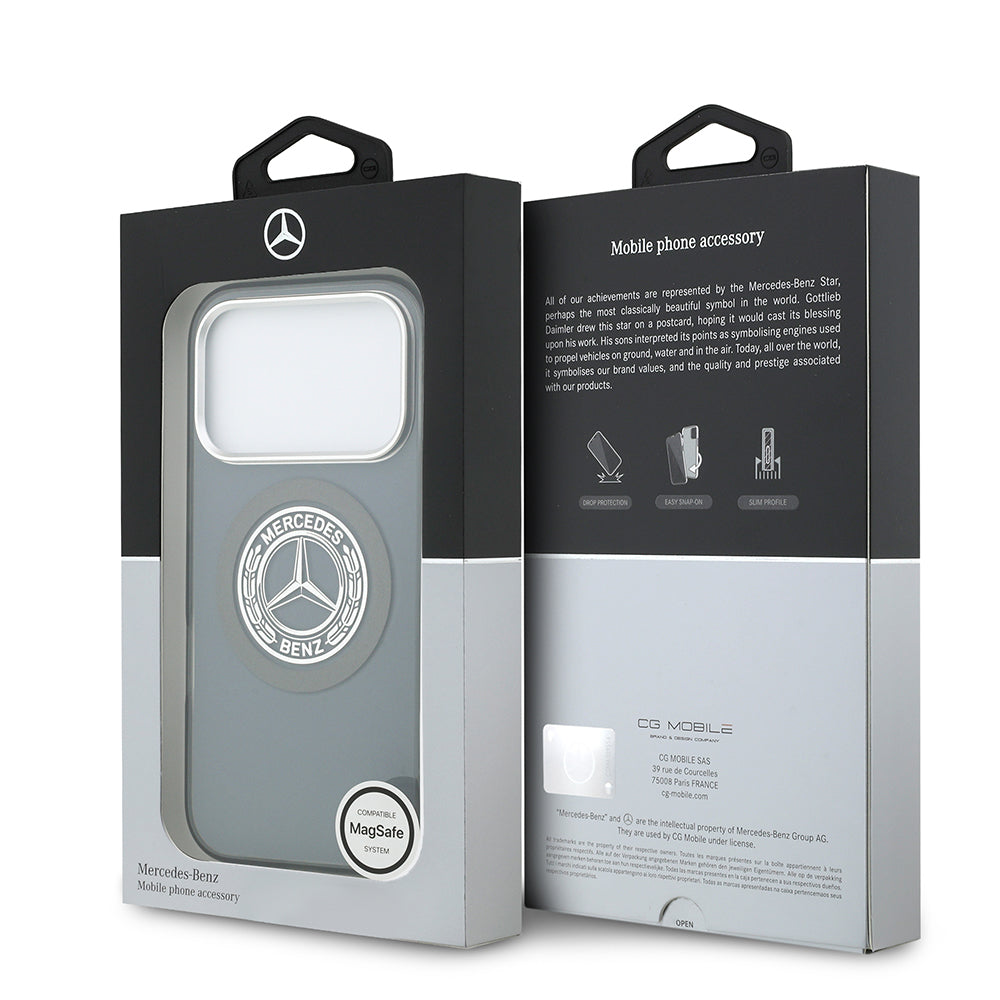 Apple iPhone 17 Pro Kılıf Mercedes Benz Orjinal Lisanslı M-safe Şarj Özellikli Çift Katmanlı PC Nostaljik Yıldız Dizayn Kapak Füme
