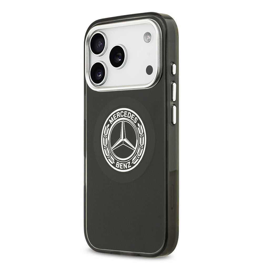 Apple iPhone 17 Pro Kılıf Mercedes Benz Orjinal Lisanslı M-safe Şarj Özellikli Çift Katmanlı PC Nostaljik Yıldız Dizayn Kapak Siyah